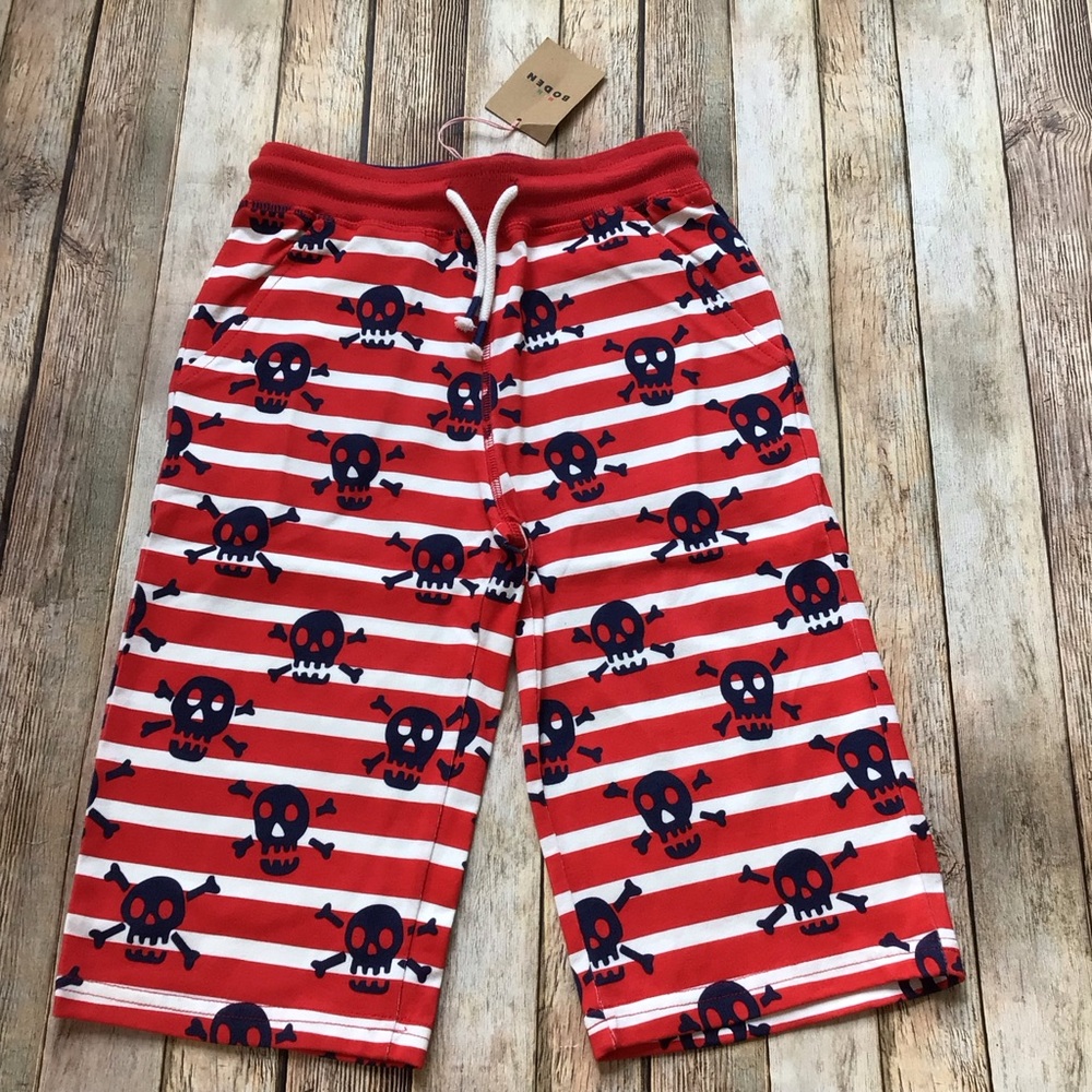 NWT Mini Boden Skull & Cross Bones Jersey Baggies Size 9